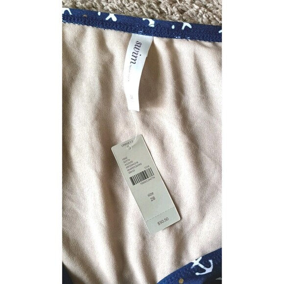 Lane Bryant Cacique String Bikini Swim Bottom Sz 28 Navy  Anchor Novelty Print - Picture 4 of 6